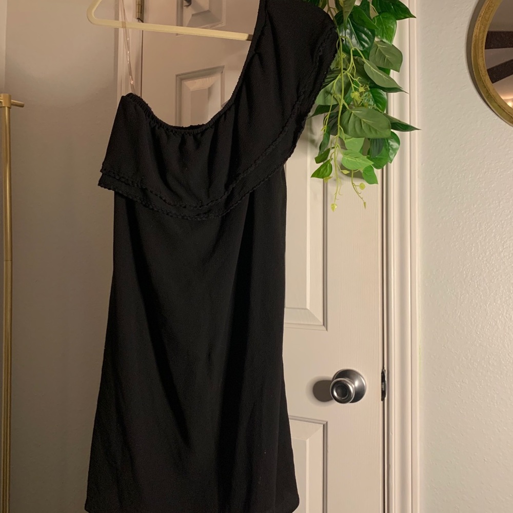 Black One Shoulder Sheath Dress